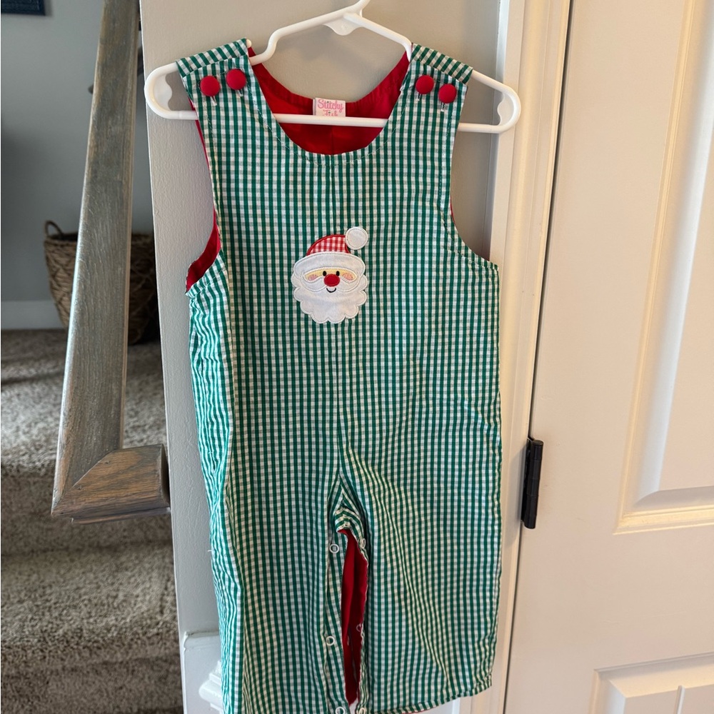 Green and Red Santa Kids One Piece